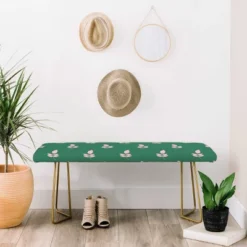 Maritza Lisa Retro Pink Leaf Pattern Bench Green - Deny Designs -Nexera Furniture Store GUEST 956e2271 bd9a 4520 9df3 a2aa43ba6e09