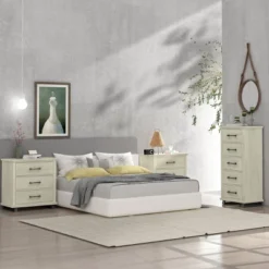 Festivo 3pc Contemporary 24" 5 Drawer Chest And 3 Drawer Nightstand Set Saw Cut Off-White: MDF, Metal Legs, Anti-Tip 25 Festivo 3pc Contemporary 24" 5 Drawer Chest And 3 Drawer Nightstand Set Saw Cut Off-White: MDF, Metal Legs, Anti-Tip -Nexera Furniture Store GUEST 95edf3a1 350d 4512 a8b6 f0f5ada35af7