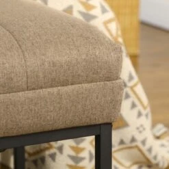 HOMCOM 47.25" End Of Bed Bench With Channel Tufted Design, Upholstered Ottoman Bench With Steel Legs For Bedroom, Entryway, Brown -Nexera Furniture Store GUEST 96dc10e9 5e48 4c20 b195 ea77de7f63e1