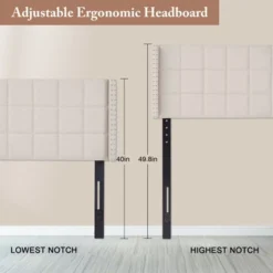 Linen Upholstered Headboard, Tufted Nailhead & Double Wingback, 6 Adjustable Position -Nexera Furniture Store GUEST 9743a186 b362 4ff3 8f40 3021b7922740