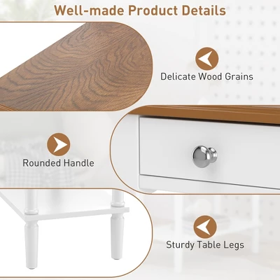 Costway 2 PCS 2-tier End Side Narrow Table Nightstand W/ Drawer For Living Room Bedroom 9 Costway 2 PCS 2-tier End Side Narrow Table Nightstand W/ Drawer For Living Room Bedroom - Image 7