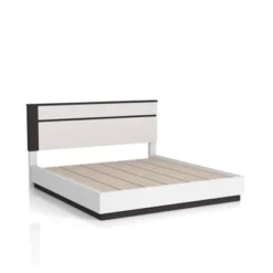 3pc Queen Pape Modern Bed With 2 Nightstands White/Metallic Gray - MiBasics: Contemporary Furniture Set -Nexera Furniture Store GUEST 9859cf67 666c 4c4b bf4b 7d51af29342e