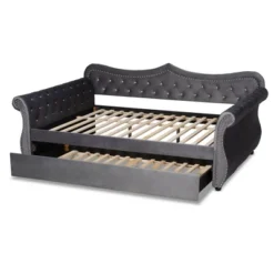 Abbie Velvet Fabric Upholstered Crystal Tufted Daybed With Trundle - Baxton Studio -Nexera Furniture Store GUEST 99e652f5 b57e 4b84 9aa9 a652e2ffd6cd