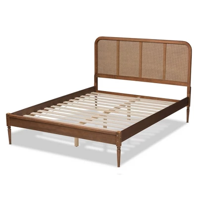 Queen Elston Wood And Synthetic Rattan Platform Bed - Baxton Studio 4 Queen Elston Wood And Synthetic Rattan Platform Bed - Baxton Studio - Image 2