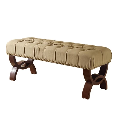 Carolina Tufted Bench With Nailhead Trim Cream - HomePop 3 Carolina Tufted Bench With Nailhead Trim Cream - HomePop