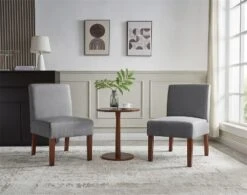 Carl Armless Fabric Upholstered Accent Chair Set Of 2 With Round Wood Side Table Slipper Chairs Sets-Maison Boucle -Nexera Furniture Store GUEST 9a763095 c9ed 415c 9094 9c1c1a5604e8