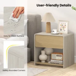 Tangkula 2 PCS Modern Style Nightstand 2-Tier Sofa Side Bedside Table W/ Drawer & Open Shelf -Nexera Furniture Store GUEST 9b09954a 4596 4378 9a5d e6fe29b0b91f