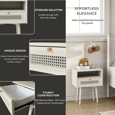 Roundhill Furniture Feeney 3-Piece Bedroom Set, Platform Bed With Two Nightstands, Cream White, Queen 6 Roundhill Furniture Feeney 3-Piece Bedroom Set, Platform Bed With Two Nightstands, Cream White, Queen - Image 4