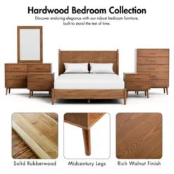 HOMES: Inside + Out 3pc Full Riverstone Mid-Century Modern Bedroom Set With 2 Nightstands Walnut -Nexera Furniture Store GUEST 9c9b1f92 ff2f 4569 85f2 37220d1d3d1e