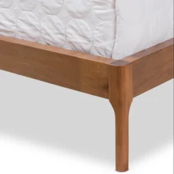 Brooklyn Mid Century Modern Walnut Wood Fabric Upholstered Platform Bed Beige - Baxton Studio -Nexera Furniture Store GUEST 9d001a60 d39f 4966 b000 b435a0c2af9d