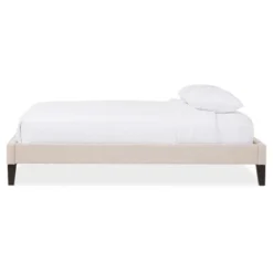 Lancashire Modern And Contemporary Linen Fabric Upholstered Bed Frame With Tapered Legs - Full - Baxton Studio