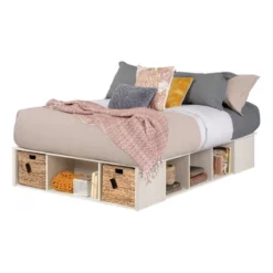Lilak Storage Bed With Baskets Winter Oak And Rattan - South Shore -Nexera Furniture Store GUEST 9e4248e5 7041 4920 a160 92b4f5e84b4a