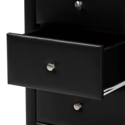 Tessa Faux Leather Upholstered 3 Drawer Nightstand Black - Baxton Studio -Nexera Furniture Store GUEST 9f46601e 819f 478a a594 00251b269c59