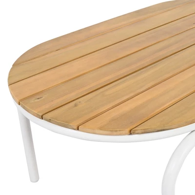 VASIP Set Of 3 Outdoor Chaise Lounge Set - Pool Lounge Chairs With Acacia Side Table For Patio, Lawn, Deck And Beach (Beige White) 9 VASIP Set Of 3 Outdoor Chaise Lounge Set - Pool Lounge Chairs With Acacia Side Table For Patio, Lawn, Deck And Beach (Beige White) - Image 7