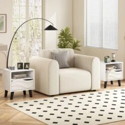 Tangkula Nightstand W/ Drawer 3D Wavy Pattern & Open Shelf Small Sofa Couch Side Table -Nexera Furniture Store GUEST a019cac2 41d3 43b4 b006 11fa46a35dd4