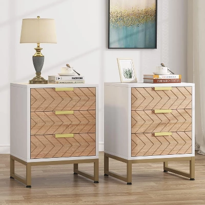 Tribesigns Modern 3 Drawers Nightstand Set Of 2 3 Tribesigns Modern 3 Drawers Nightstand Set Of 2