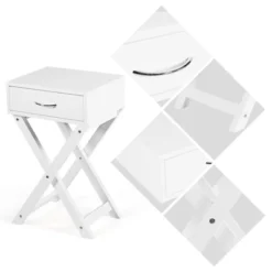Tangkula 2PCS Modern Versatile Nightstand X-shape Wooden End Table With Drawer Accent Side Table For Bedroom Black/White 19 Tangkula 2PCS Modern Versatile Nightstand X-shape Wooden End Table With Drawer Accent Side Table For Bedroom Black/White -Nexera Furniture Store GUEST a327a4d0 8533 479f a451 d6820cb7e343