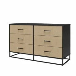 Kelly 6 Drawer Dresser Faux Rattan/Black Oak - Novogratz 18 Kelly 6 Drawer Dresser Faux Rattan/Black Oak - Novogratz -Nexera Furniture Store GUEST a3280ade b10b 4fe3 bd94 ccb2f280e8f1