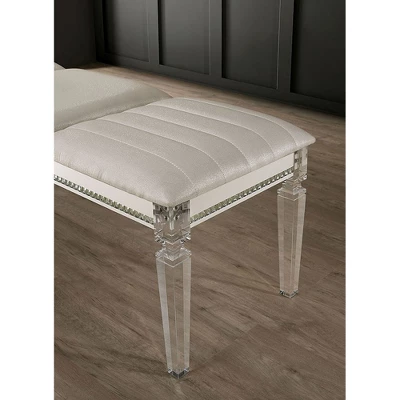 Simple Relax Leatherette And Acrylic Bench In Pearl White Finish 5 Simple Relax Leatherette And Acrylic Bench In Pearl White Finish - Image 3