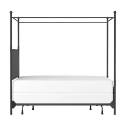 Mcarthur Metal And Upholstered Canopy Bed Matte Black/Gray Fabric - Hillsdale Furniture -Nexera Furniture Store GUEST a65d068f cbff 44dc 9db0 aded9c6b0f97