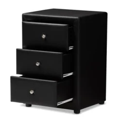 Tessa Faux Leather Upholstered 3 Drawer Nightstand Black - Baxton Studio -Nexera Furniture Store GUEST a80a54b6 8dd4 4239 9d5e 8d48868ddd4a