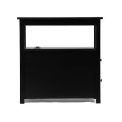 Resenkos End Table With Charging Station, Narrow Sofa Side Table, Wooden Nightstand, Bedroom Living Room Furniture, Black, Small Night Stands