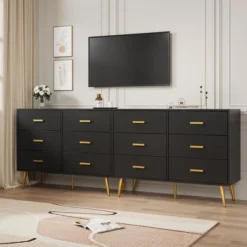 Garvee Modern Wooden Dresser With Gold Handles, White 6 Drawer Dresser With Storage Space, Chest Dresser With Deep Drawers For Bedroom -Nexera Furniture Store GUEST aa12f693 97e2 49cd 8a2e 35e8d72d674e