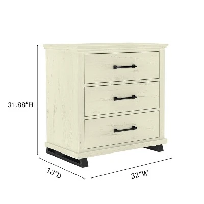 Festivo 3pc Contemporary 24" 5 Drawer Chest And 3 Drawer Nightstand Set Saw Cut Off-White: MDF, Metal Legs, Anti-Tip 13 Festivo 3pc Contemporary 24" 5 Drawer Chest And 3 Drawer Nightstand Set Saw Cut Off-White: MDF, Metal Legs, Anti-Tip - Image 11