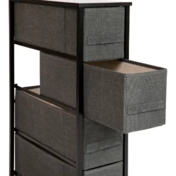 Emma And Oliver 4 Drawer Vertical Slim Storage Dresser-Wood Top & Fabric Pull Drawers -Nexera Furniture Store GUEST aa8ac5f6 1bce 40d5 9152 d268d86b0de1