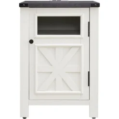 Nightstand With Charging Station, 18" Farmhouse Night Stand With Adjustable Shelf, Wooden Rustic End Table Side Table -Nexera Furniture Store GUEST aafebb3c 4f48 4c80 9d2f 1ee578a7cf33