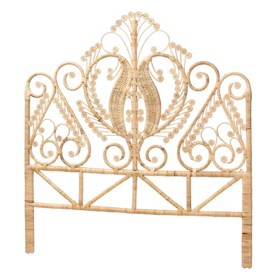 Queen Size Caelinus Rattan Standalone Headboard Natural Brown - Baxton Studio 4 Queen Size Caelinus Rattan Standalone Headboard Natural Brown - Baxton Studio - Image 2