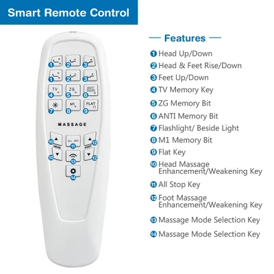 Costway Queen Size Adjustable Bed Base Electric Bed Frame W/ Massage Modes 6 Costway Queen Size Adjustable Bed Base Electric Bed Frame W/ Massage Modes - Image 4
