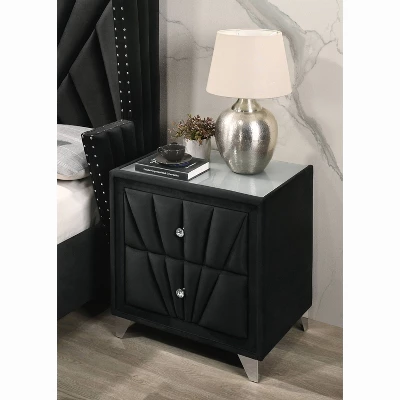 Puma 2 Drawer Upholstered Nightstand Black - HOMES: Inside + Out 4 Puma 2 Drawer Upholstered Nightstand Black - HOMES: Inside + Out - Image 2