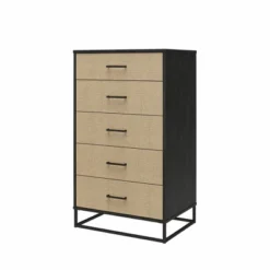Kelly 5 Drawer Dresser Faux Rattan/Black Oak - Novogratz -Nexera Furniture Store GUEST acafe951 250e 4e24 b326 669f15844487