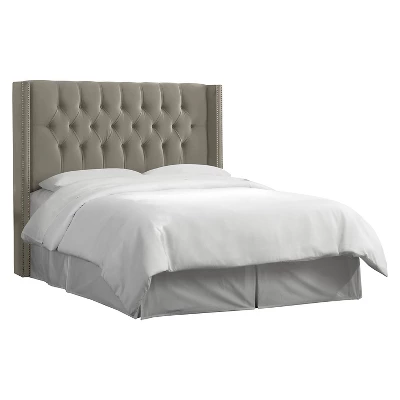 Louis Diamond Velvet Nailbutton Wingback Headboard - Skyline Furniture 3 Louis Diamond Velvet Nailbutton Wingback Headboard - Skyline Furniture