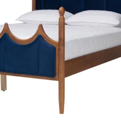 Baxton Studio Queen Calgary Velvet Fabric And Wood Platform Bed Royal Blue/Walnut Brown -Nexera Furniture Store GUEST ad0fa48e 5faa 4881 8fcc 28490395f89a