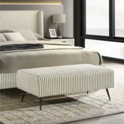 Roundhill Furniture Mavela Wide-wale Corduroy Upholstery Panel Bed With 2 Nightstands And Bench 23 Roundhill Furniture Mavela Wide-wale Corduroy Upholstery Panel Bed With 2 Nightstands And Bench -Nexera Furniture Store GUEST af153393 b03c 44f0 988b 0fa89f6da26d