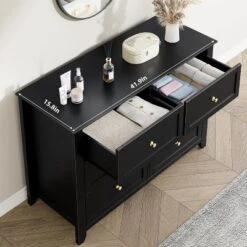 Large 6 Drawer Dresser With Deep Drawers & Metal Knobs, Modern Wooden Double Chests Of Drawers For Entryway -Nexera Furniture Store GUEST af41936a 2c84 4231 bc7b b798f9fb263e