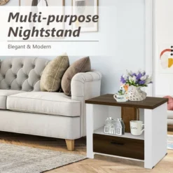 Costway Accent Nightstand With Drawer And Open Shelf Sofa End Table Bedroom Living Room -Nexera Furniture Store GUEST b0fe9168 d775 4794 987e 2f96c145b62a
