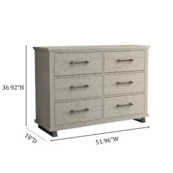 Festivo 3pc Contemporary 6 Drawer Dresser And 3 Drawer Nightstand Set Beige: MDF, Metal Handles, Anti-Tip Safety -Nexera Furniture Store GUEST b25b99e3 7a3c 4c33 8375 4c8dd55953f7