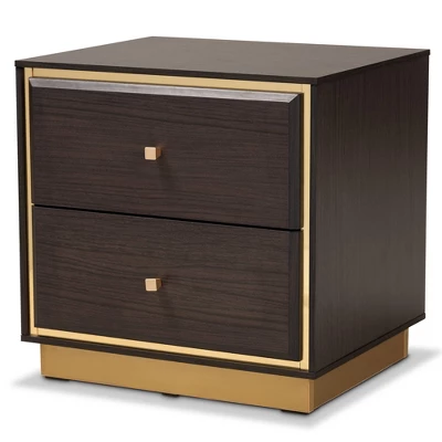 Cormac Wood And Metal 2 Drawer Nightstand - Baxton Studio 11 Cormac Wood And Metal 2 Drawer Nightstand - Baxton Studio - Image 9