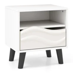 Tangkula Nightstand W/ Drawer 3D Wavy Pattern & Open Shelf Small Sofa Couch Side Table -Nexera Furniture Store GUEST b324bcb0 322d 4364 9217 6dba330ee8d8