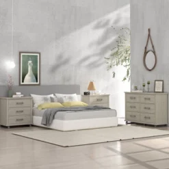 Festivo 3pc Contemporary 6 Drawer Dresser And 3 Drawer Nightstand Set Beige: MDF, Metal Handles, Anti-Tip Safety -Nexera Furniture Store GUEST b357f394 a0ae 4ee2 a716 e26de3e101c1