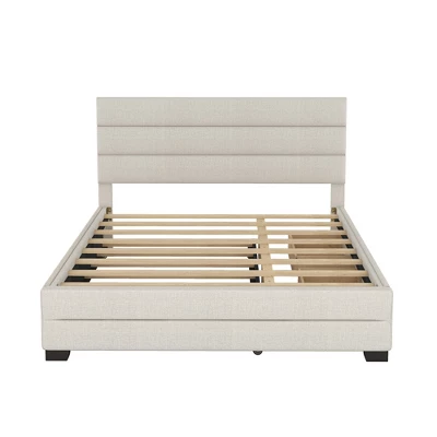 Queen Size Upholstered Platform Bed With Twin Size Trundle Bed And Two Drawers-ModernLuxe 5 Queen Size Upholstered Platform Bed With Twin Size Trundle Bed And Two Drawers-ModernLuxe - Image 3