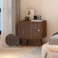 Arina Bedside Table Accent End Table Side Table With 3D Printed Elements Mid Century Modern 1 Drawer Nightstand With Storage-Maison Boucle -Nexera Furniture Store GUEST b3e638a9 6d2e 4d7a b08a c4dd32ef9184