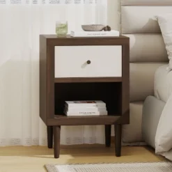 KWPZQEB Night Stand, Nightstand With Drawer & Open Shelf, Mid-Century End Table With Wooden Handle, Wooden Flie Cabinet For Bedroom, Small Spaces -Nexera Furniture Store GUEST b53d3288 ad9b 4192 9556 d8a4d5340f26