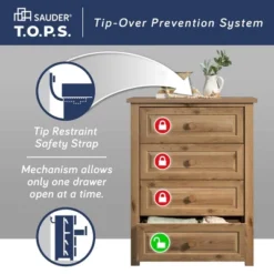 Sauder Hillmont Farm 4 Drawer Chest Timber Oak