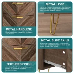 Resenkos Modern Night Stand Set Of 2 With Mobile APP Remote Light, Jointed Wood Grain Bedside Table For Bedroom Rustic -Nexera Furniture Store GUEST b64ecd83 dfc3 4f80 bbc6 603d2b14a367