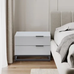 KTMBDW Nightstand With 2 Drawers, Modern Night Stand For Bedroom With Metal Handle, Wooden Bedside Table For Small Spaces, Living Room, Bedroom, Gray -Nexera Furniture Store GUEST b67eaf3f 30b2 4a7f 9543 86e914c83143