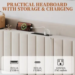 Yaheetech Upholstered Bed Frame With Charging Outlets & USB Ports -Nexera Furniture Store GUEST b76b534b 8302 4e93 8d86 32c703721626